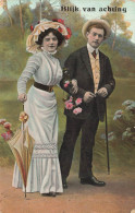 ILLUSTRATEURS - NON SIGNES - Homme - Femme - Couple - Fleur - Parapluie - Blijk Van Achting - Carte Postale Ancienne - Unclassified