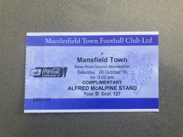 Macclesfield Town V Mansfield Town 2006-07 Match Ticket - Tickets & Toegangskaarten