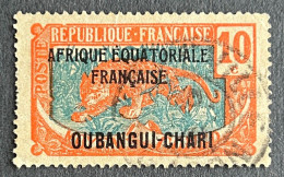 FRAOUB063U - Leopard - Overprinted AEF - Oubangui-Chari - 10 C Used Stamp - Oubangui-Chari - 1925 - Used Stamps