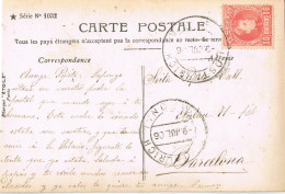 54895. Postal VILADRAU (Gerona) 1906. Fechador De HOSTALRICH. Niña Con Abuelo - Cartas & Documentos