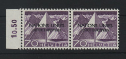 Schweiz ONU 1950 Michel Nr. 11 PF II **, Plattenfehler U Gebrochen, Michel 130,-€, 3 Scans, Vereinte Nationen - Service