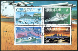 Gibraltar 660 Ad Sheet, CTO. Michel 690-693 Bl.19. World War II Warships 1994. - Gibilterra