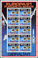 Gibraltar 585-586 Sheets,MNH/MLH.Mi 613-614. EUROPE CEPT-1991.Space Exploration. - Gibilterra