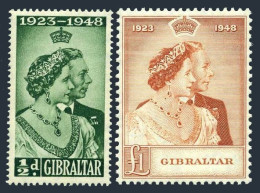 Gibraltar 121-122, Hinged. Mi 123-124. Silver Wedding,1948. George VI,Elizabeth. - Gibraltar