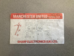 Manchester United V Coventry City 1986-87 Match Ticket - Tickets - Entradas