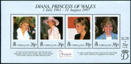 Gibraltar 754a Sheet, Hinged. Michel . Princess Diana, Memorial Issue 1998. - Gibraltar