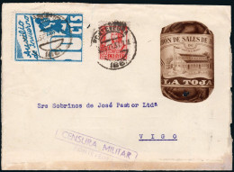 Pontevedra - Guerra Civil - Edi O 823+ Auxilio Invierno - Frontal Con Publicidad "Jabón La Toja" Mat "Pontevedra 30/9/37 - Cartas & Documentos