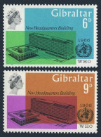 Gibraltar 180-181, MNH, Yellowish Glue. Mi 182-183. New WHO Headquarters, 1966. - Gibraltar