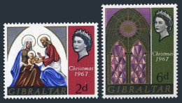 Gibraltar 203-204 Blocks/4, MNH. Mi 205-206. Christmas 1967. Holy Family, Window - Gibraltar