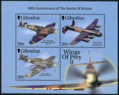 Gibraltar 851-853,853c,853d,MNH. Wings Of Prey 2000.Fighter Planes,Raptors. - Gibraltar