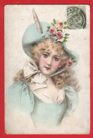 GLAMOUR ART     ART NOUVEAU LADY    BONNET  FEATHER   Pu 1905 - Other & Unclassified