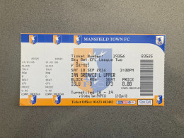 Mansfield Town V Barnet 2016-17 Match Ticket - Match Tickets