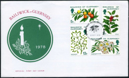 Guernsey 169-172,FDC.Mi 169-172. Christmas 1978. Solanum, Holly, Christmas Rose. - Guernesey