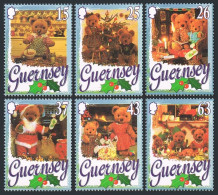 Guernsey 609-614,614a,MNH.Michel 747-752,Bl.20. Christmas 1997.Teddy Bears. - Guernesey