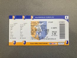 Mansfield Town V Sheffield United 2018-19 Match Ticket - Tickets & Toegangskaarten