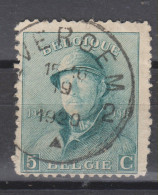 COB 167 Oblitération Centrale EVERGEM 2 Aminci - 1919-1920 Albert Met Helm