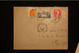 FRANCE LETTRE POUR PARIS  AVEC N°1003 N°1011 ET N°1037 AVEC CACHETS AMBULANTS MILLAU A ST FLOUR DU 03.09.1956 - Storia Postale