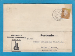 PERFIN/PERFORES/FIRMENLOCHUNG. VEREINIGTE SAUERSTOFFWERKE  G.M.B.H.,FIRMENKARTE AUS SÜRTH. - Storia Postale