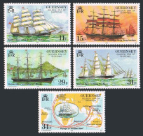 Guernsey 367-371, MNH. Michel 408-412. Voyage Of The Golden Spur, 1988. Map. - Guernsey