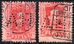 Madrid - Perforado - Edi O 317(2) - "AH" (Material Eléctrico) - 2 Modelos Diferentes Perforación - Used Stamps