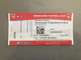 Morecambe V Blackburn Rovers 2016-17 Match Ticket - Tickets - Entradas