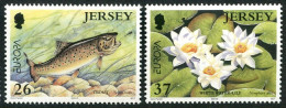 Jersey 990-991, MNH. Mi 961-962. EUROPE CEPT-2001. Pound Life. Trout, Lily. - Jersey