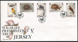 Jersey 456-60,FDC.Michel 442-446. Fody,Rabbit,Mormoset,Tortoise,Kestrel,1988. - Jersey