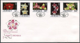 Jersey 442-446,FDC.Michel 425-429. Flowers 1988.Hybrids,Eric Young Orchid Found. - Jersey