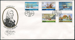 Jersey 426-430,FDC.Michel 409-413. Admiral Philipe D'Auvergne,1987.Ships. - Jersey