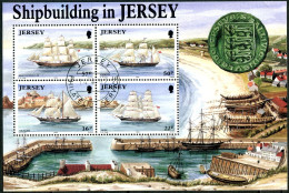 Jersey 599a, CTO. Mi Bl.6. Shipbuilding 1992. Percy Douglas, Gemini,Tickler,Hebe - Jersey