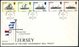Jersey 197-201 FDC Weymouth Mail. Michel 187-191. Packets 1978. - Jersey