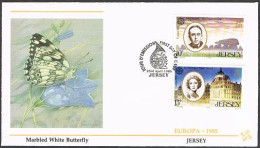 Jersey 353-355,two FDC.Michel 347-349. EUROPE CEPT-1985.Composer,Actress. - Jersey