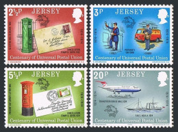 Jersey 99-102,MNH.Michel 99-102. UPU-100,1974.Leater Box,Jet,Steamer. - Jersey