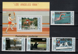 Ivory Coast 1984 Olympic Games Los Angeles, Equestrian, Swimming, Shooting, Fencing Etc. Et Of 4 + S/s MNH - Sommer 1984: Los Angeles