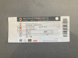 Milton Keynes Dons V Oldham Athletic 2009-10 Match Ticket - Tickets - Entradas