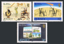 Jersey 393-395, MNH. Michel 374-376. Halley's Comet Sightings, 1986. Space. - Jersey