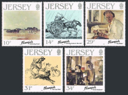 Jersey 406-410, MNH. Mi 388-392. Paintings By Edmund Blampied, 1986. Horse, Dog. - Jersey