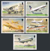 Jersey 418-422, MNH. Michel 400-404. Jersey Airport, 50th Ann. 1987. Planes. - Jersey