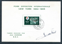 RC 27463 MAROC N° PA 113 FOIRE EXPOSITION INTERNATIONALE NEW YORK ENCART 1er JOUR TIRAGE 140 Ex SIGNÉ JEAN DANDINE - Maroc (1956-...)