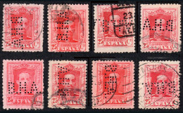 Madrid - Perforado - Edi O 317(8) - "BHA" - 8 Sellos Diferentes Posiciones Perforación - Used Stamps