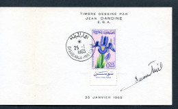 RC 27464 MAROC N° 480 FLORE MAROCAINE IRIS DE TANGER ENCART 1er JOUR TIRAGE 200 Ex SIGNÉ JEAN DANDINE - Marokko (1956-...)