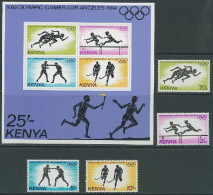 Kenya 1984 Olympic Games Los Angeles, Athletics, Boxing, Hockey, Hurdles Set Of 4 + S/s MNH - Ete 1984: Los Angeles
