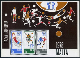 Malta 551a, MNH. Michel Bl.5. World Soccer Cup Argentina-1978. - Malta