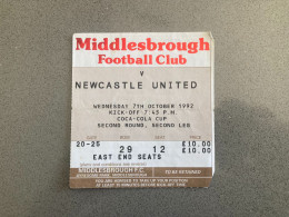 Middlesbrough V Newcastle United 1992-93 Match Ticket - Tickets D'entrée