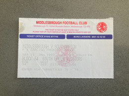 Middlesbrough V Southampton 1996-97 Match Ticket - Match Tickets