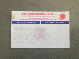 Middlesbrough V Southampton 1996-97 Match Ticket - Tickets & Toegangskaarten