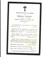 DX65 - FAIRE PART DECES - MADAME CADAS NEE LOUISE TURGY - SOISSONS 3 JUILLET 1897 - Décès