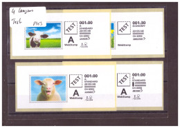 4 WEB STAMPS - ETIQUETTES TEST / ESSAI EN 4 LANGUES ( FR. D. IT. GB ) - Automatic Stamps