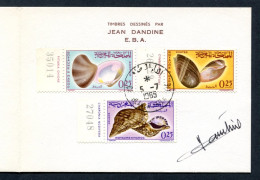 RC 27468 MAROC N° 488 / 490 FAUNE COQUILLAGES ENCART 1er JOUR TIRAGE 200 Ex SIGNÉ JEAN DANDINE - Maroc (1956-...)