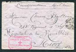 1915 France Hopital Croix Rouge, Melle, Deux-Sevres, Red Cross Niort Military Hospital Cover  - Lettres & Documents